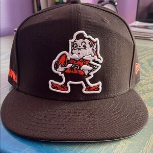New Era Cleveland Browns snapback featuring the team's "Brownie the Elf" logo
